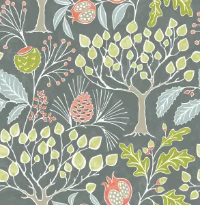 Fine Decor FD25831 Groovy Garden Wallpaper, Charcoal