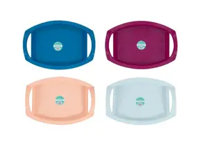 4 Plastic Serving Trays Dinner Lap Trays With Handles Mixed Coloured Craft Tray