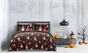 Smart Living Super Soft Halloween Gonk Flannel Duvet Set Reversible Duvet Cover with Pillowcase