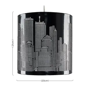 ValueLights Modern Gloss Black New York Skyline Ceiling Pendant Shade