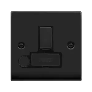 Matt Black 13A Fused Ingot Connection Unit Switched With Flex - Black Trim - SE Home