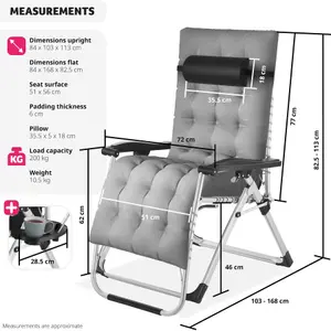 Sun Lounger Cloud - folding, adjustable backrest and footrest - light grey