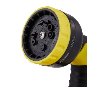 25m Portable Garden Watering Hose Reel Set with 10 Modes in Yellow and Black