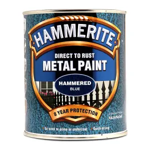 Hammerite Direct to Rust Metal Paint Hammered 750ml Blue