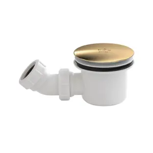 Brushed Brass Top Shower Tray Mega Flow Waste - UK Standard Connection