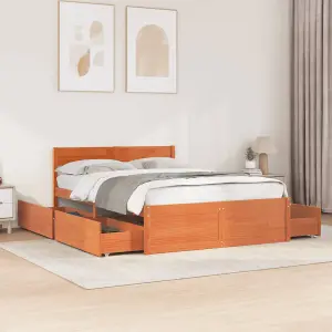 Berkfield Bed Frame without Mattress Wax Brown 120x190 cm Small Double Solid Wood Pine