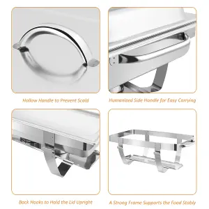 Costway 2 Pack 9L Chafing Dish Stainless Steel Food Warmers Set with 4 Half Size Pans