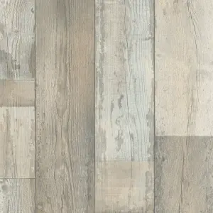 Beige Wood Effect Vinyl Flooring For LivingRoom, Kitchen, 2.8mm Thick Cushion Backed Vinyl Sheet-9m(29'5") X 3m(9'9")-27m²