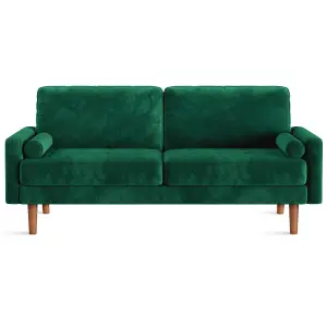 Neche Upgraded Springs Velvet Rolled Arm Upholstered 3-Seater Loveseat Green