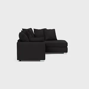 Chiswick Right Hand Facing Corner Sofa with Footstool Black