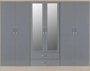 Cascio 6 Door Wardrobe Zipcode Design Finish: Grey Gloss