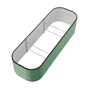 240cm W x 80cm D Oval-Shaped Galvanized Steel Raised Garden Bed Outdoor Use Only,  Light Green