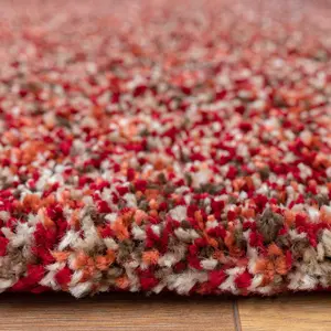 Super Soft Red Brown Mottled Shaggy Area Rug 120x170cm