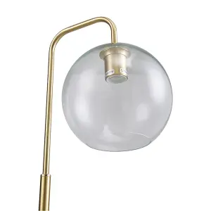 Gold Brass Base Table Lamp with Glass Lampshade