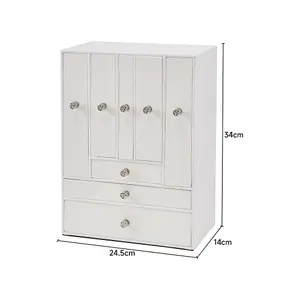 White Free Standing Faux Leather Jewelry Box