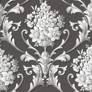 Galerie Classic Silks 3 Black Damask Smooth Wallpaper