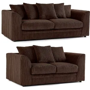 Chicago Jumbo Cord 3&2 Seater Sofa Set Chocolate