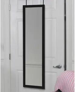 Trendi 48 inch Long Wall Mirror Over Door Full Length Bedroom Bathroom Hanging Dress Mirror Black