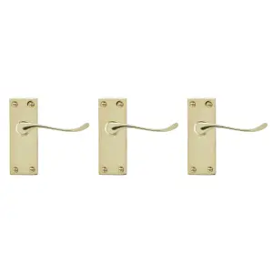 Colours Toen Polished Brass effect Aluminium Scroll Latch Door handle (L)99mm (D)58mm, Pack of 3