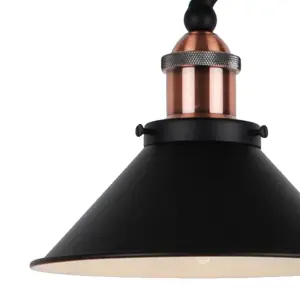 First Choice Lighting Set Of 2 Matt Black With Brushed Copper Table Lamps