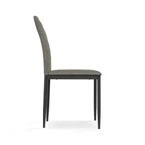 Set Of 6 Monza Fabric Dining Chair Modern Padded Seat Metal Legs Kitchen (Grey)