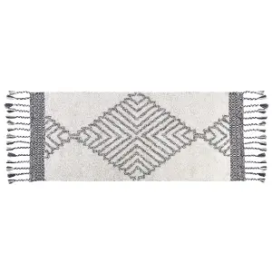 Cotton Area Rug 80 x 150 cm White and Black ERAY