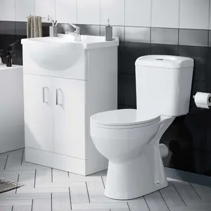 Nes Home Gloss White 550mm Vanity Unit And Close Coupled Toilet