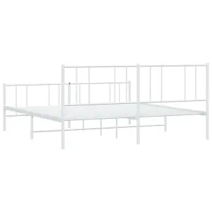 Berkfield Metal Bed Frame with Headboard and Footboard White 200x200 cm