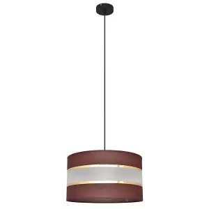 Luminosa Helen Cylindrical Pendant Ceiling Light Brown, Gold, Black 35cm