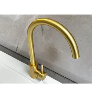 Reginox Taravo BG Single Lever Swan Neck Brushed Gold Kitchen Mixer Tap