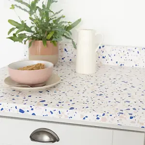 d-c-fix Terrazzo Blue Self Adhesive Vinyl Wrap Film for Kitchen Worktops and Furniture 2m(L) 45cm(W)