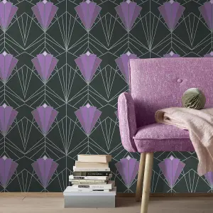 Isadora Purple Silver Wallpaper Debona Paste The Wall Glitter Textured Vinyl