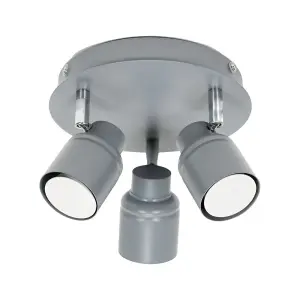 ValueLights Benton Grey Bathroom Ceiling Plate Spotlight