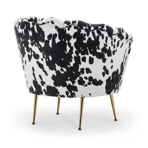 Fabric Cow Print Daisy Accent Chair