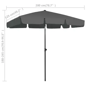 Berkfield Beach Umbrella Anthracite 200x125 cm