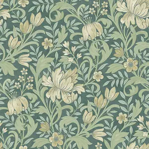 Marian Floral Wallpaper Green World of Wallpaper 204104