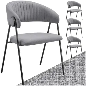 Dining Chair Bedano - padded, woven fabric armchair, 150 kg load capacity - grey