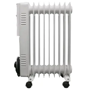 Right Radiators Oil Filled Radiator 9 Fin 2000W Electric Portable Heater 3 Settings Thermostat White