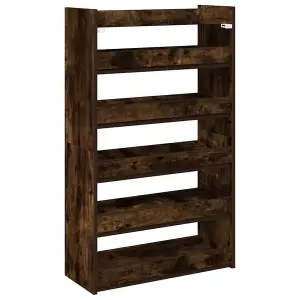 Berkfield Shoe Rack Smoked Oak 60x25x100 cm Engineered Wood