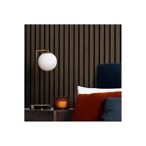 Contemporary Wood Slat Wallpaper In Walnut