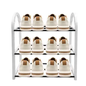 AMOS 3-tier Mini Shoe Rack Organiser - White & Black