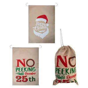 Christmas Santa Sack Xmas Themed 1 x Varied Design 70x50cm Christmas Themed