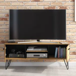 Urban TV Unit 120cm Harpin Loft & Industrial Dark Oak & Black - Creative Furniture