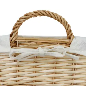 JVL Hand Woven Acacia Rectangular Willow Storage Basket with Lining, Honey Finish