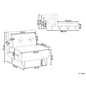 Beliani Modern Sofa Bed VESTFOLD Grey Velvet
