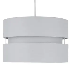 First Choice Lighting Pair of Light Grey Layered Easy Fit Light Shades