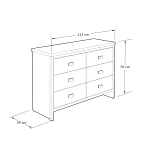 GFW Boston 3+3 Drawer Chest Grey