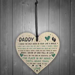 Red Ocean Fathers Day Gift For New Daddy Wooden Heart Daddy To Be Gift New Baby Special Keepsake Plaque