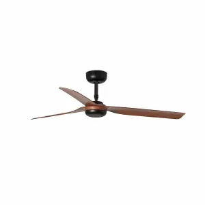 Luminosa Punt Black, Dark Wood 3 Blade Ceiling Fan With DC Motor