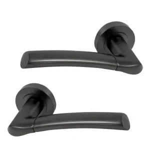 UAP Bathroom Door Handle - Pair - Lever on Rose - Falcon - Bathroom Pack - Complete Set - Metal Grey